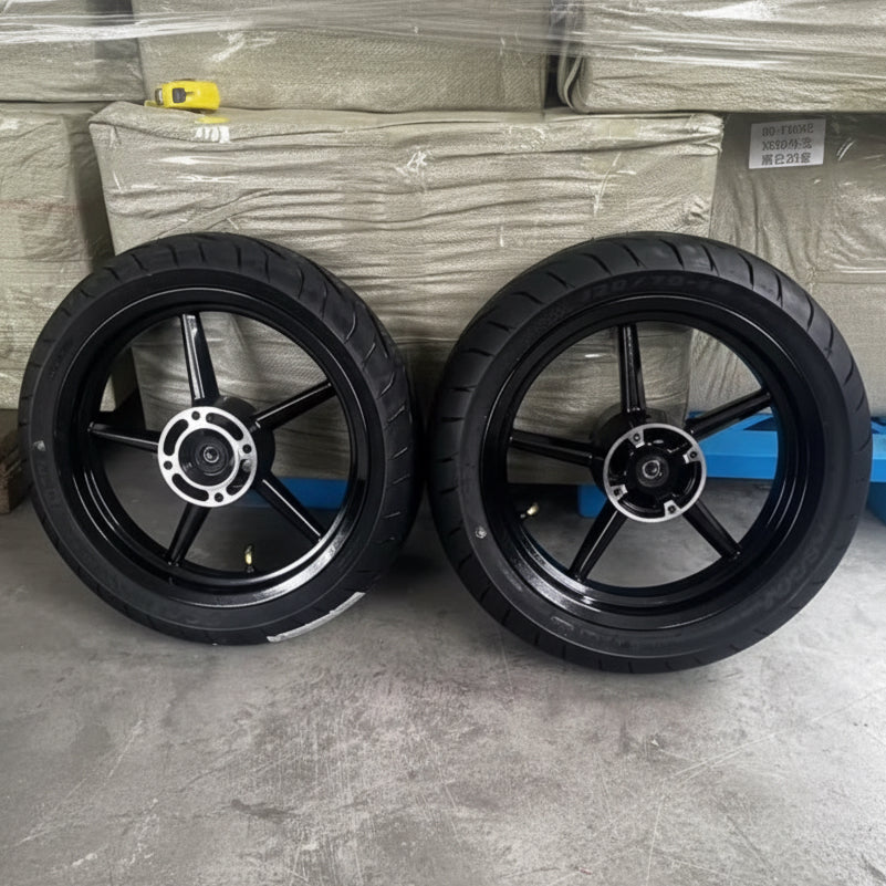 14 Inch Black Mini E-Moto Supermoto Wheelset