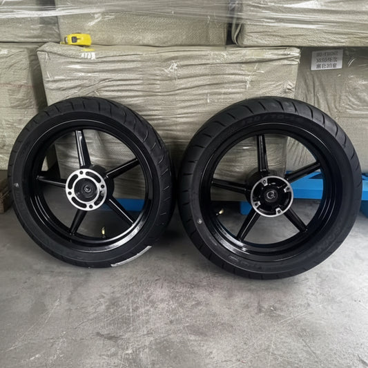 14 Inch Black Mini E-Moto Supermoto Wheelset